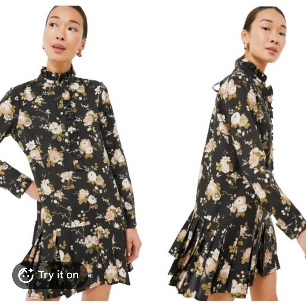 Tuckernuck Midnight Garden Tate Mini Dress – Black‎ Floral – Women's XXS – NWOT